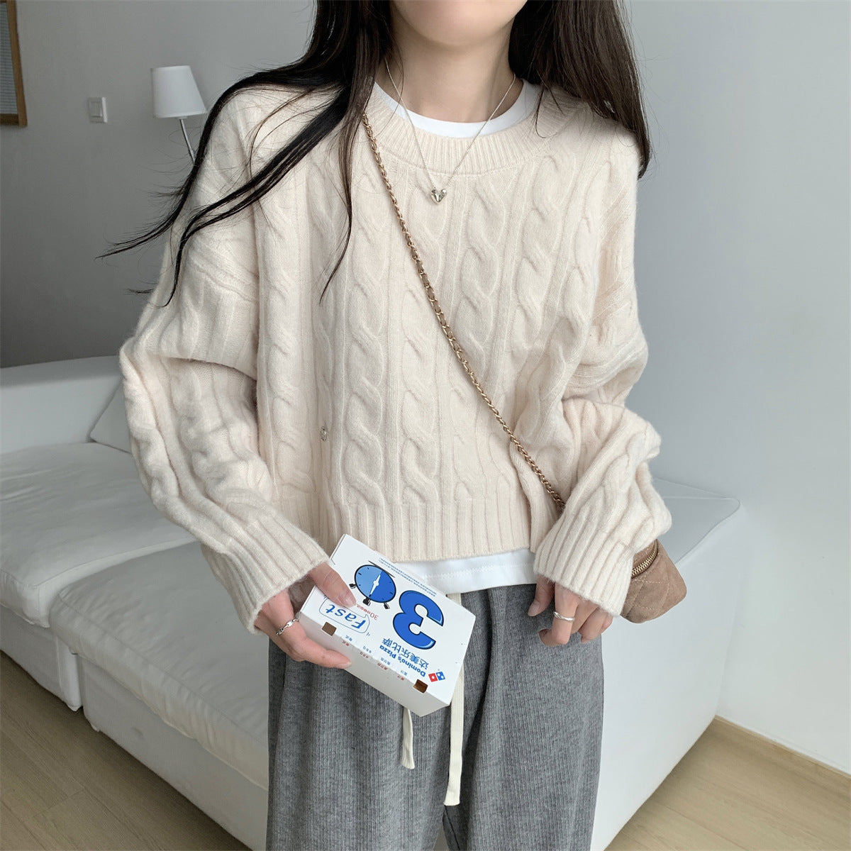 Women's Round Neck Inner Wear Lazy Soft Women's Sweater