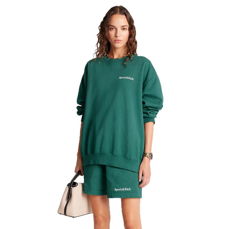 Women's American Niche Small Letter Print Green Sweaters