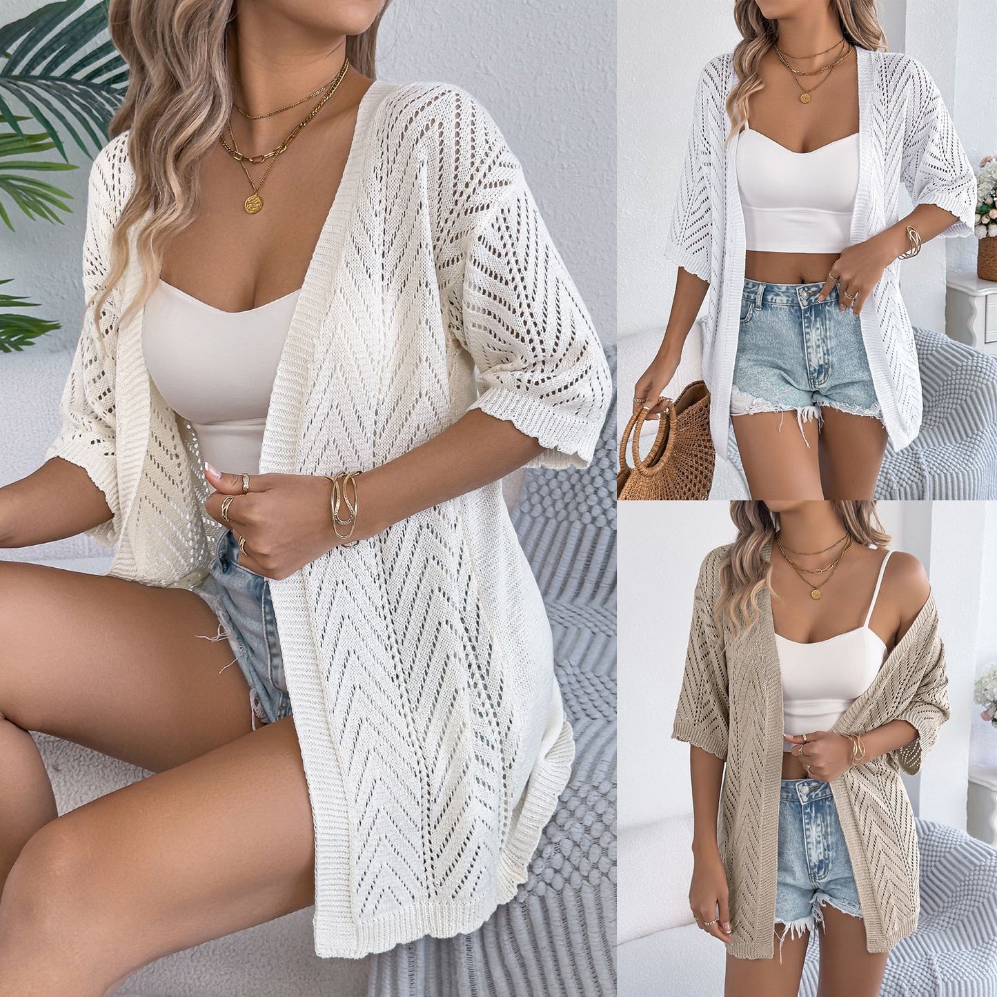 Women's Solid Color Short-sleeved Mid-length Clothes Sweaters