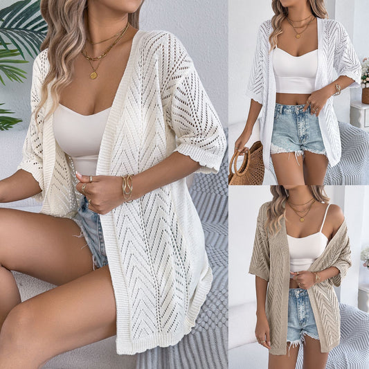 Women's Solid Color Short-sleeved Mid-length Clothes Sweaters