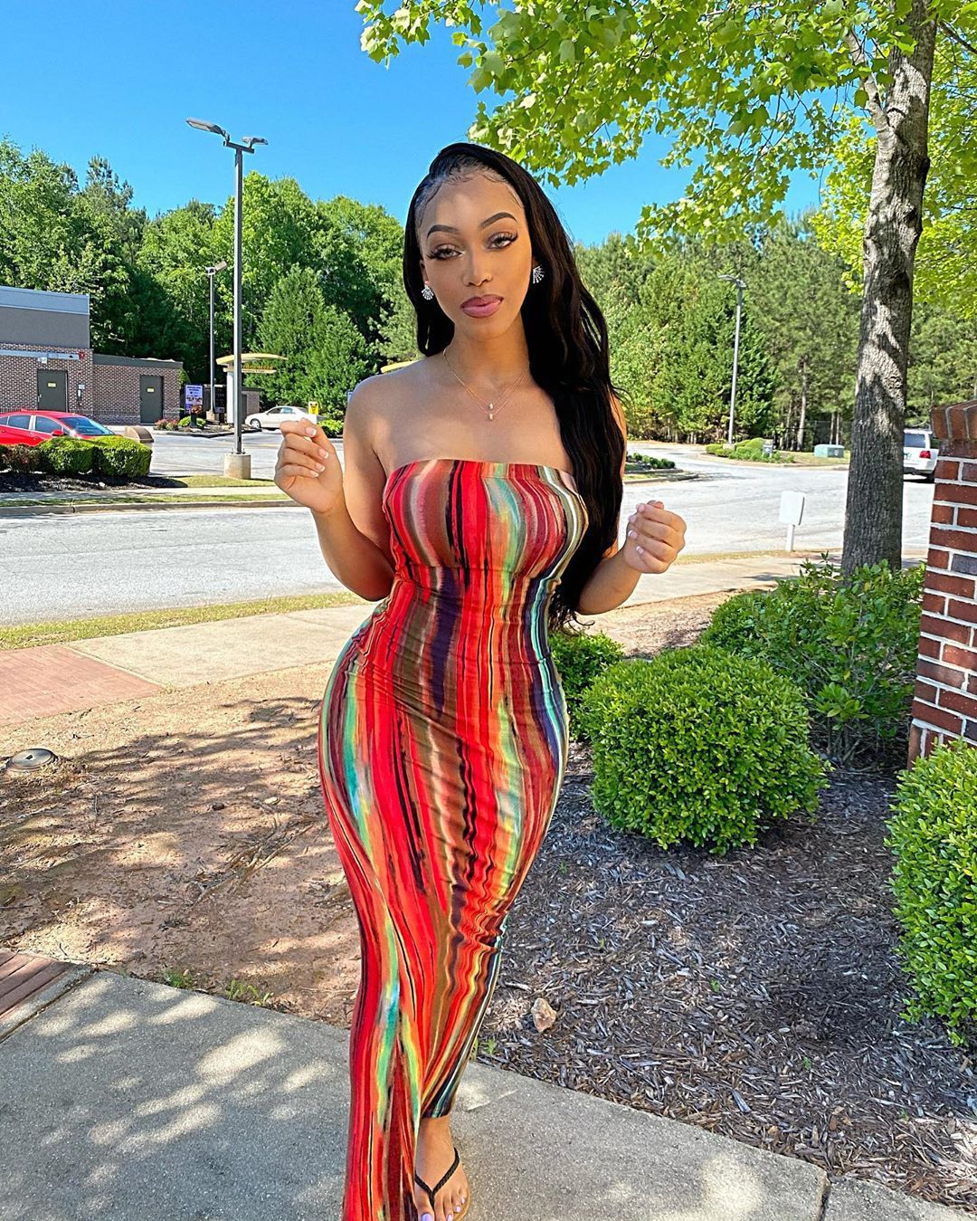 Glamorous New Women's Colorful Print Tube Dress