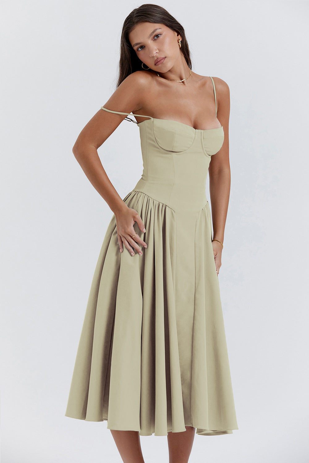 Women's Fashion Summer Sling Cinched Swing Dress Dresses