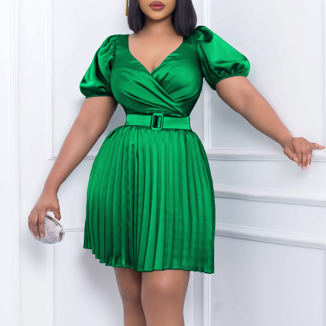 Women's Summer Fashion Wear Cinched Pleated Dress