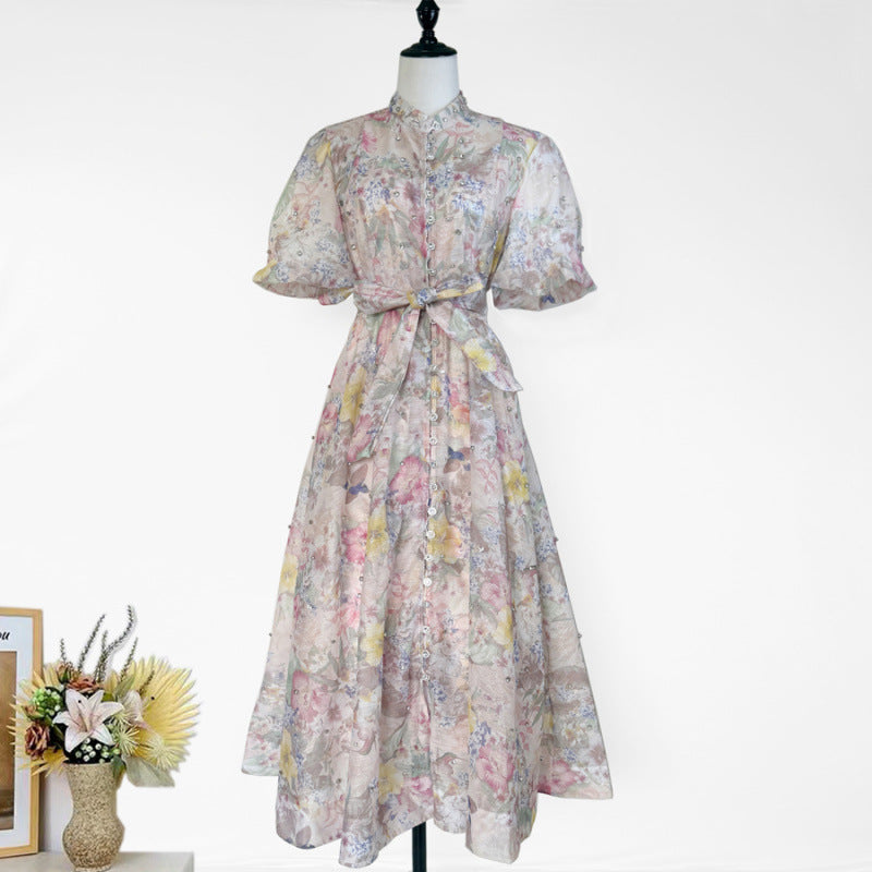 Women's Elegant Lantern Sleeve Single-breasted High Quality Shorts