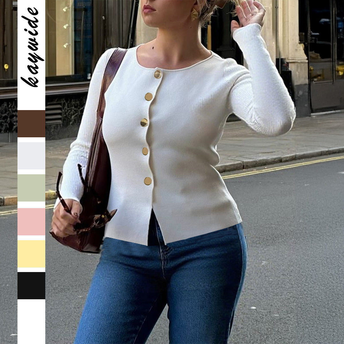 Women's Casual Minimalist Long Sleeve Button Base Shirt Clothing