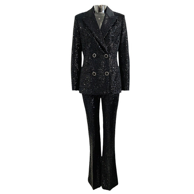 Gold Veet Sequined Double Breasted Slim Suits