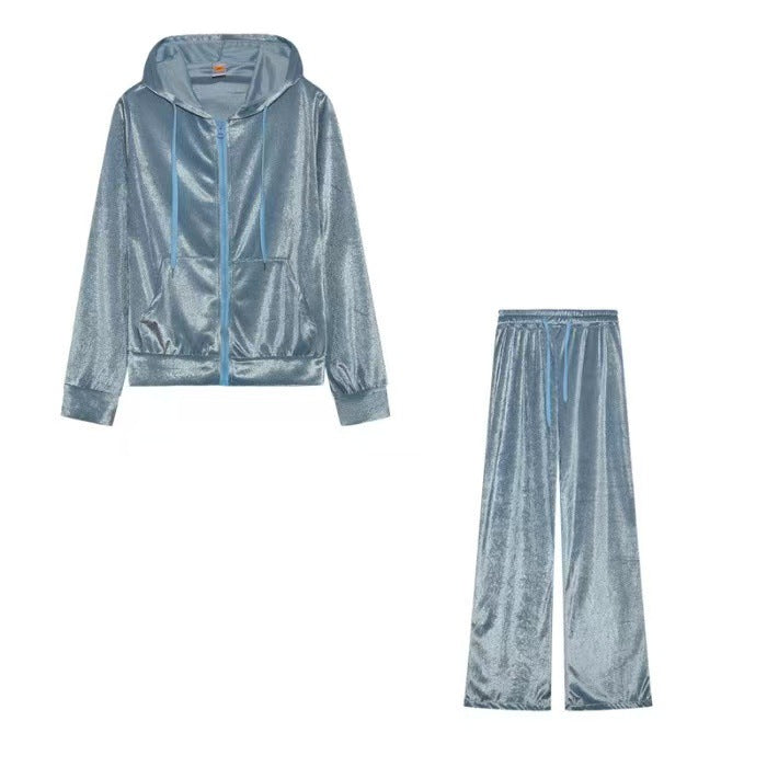 Rhinestone Gold Veet Sports Leisure Two-piece Fashion Casual Suit