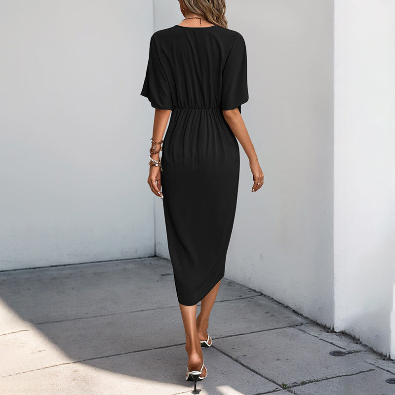 Casual Dating Simple Style Raglan Sleeve Solid Dresses