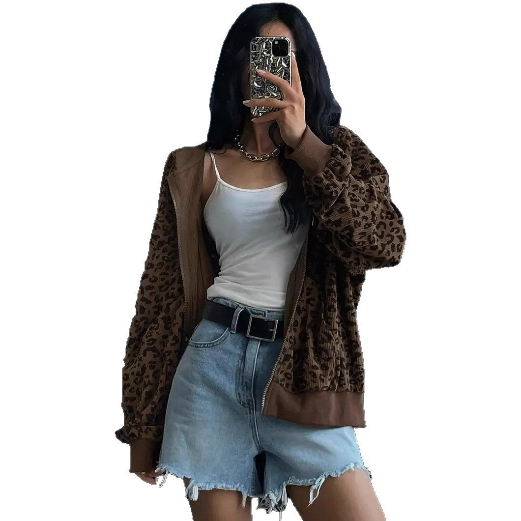 Women's Street Vintage Leopard Print Hooded Niche Sweaters