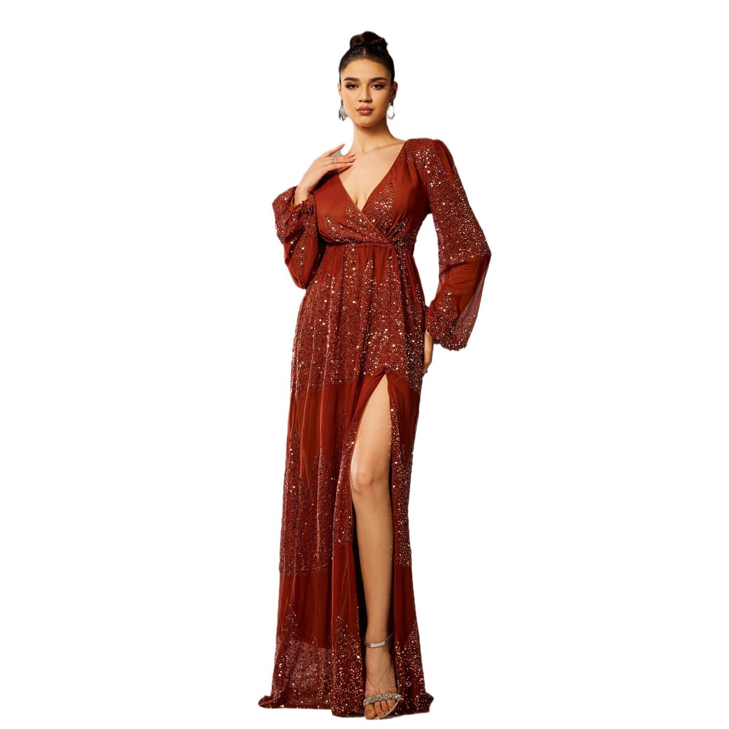 Women's Long Sleeve Elegant Sexy Sequined Banquet Dresses