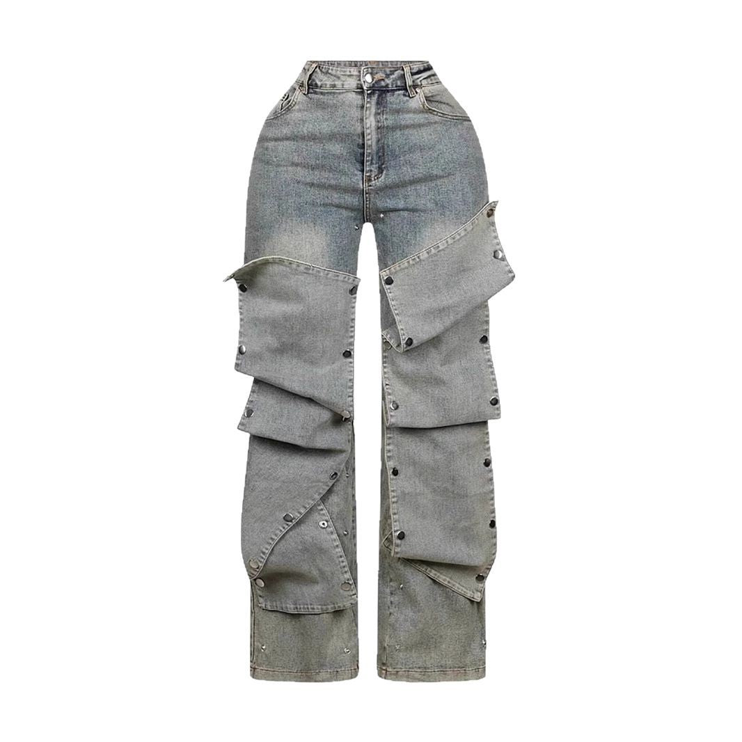 Street Trend Detachable Hidden Hook Design Jeans