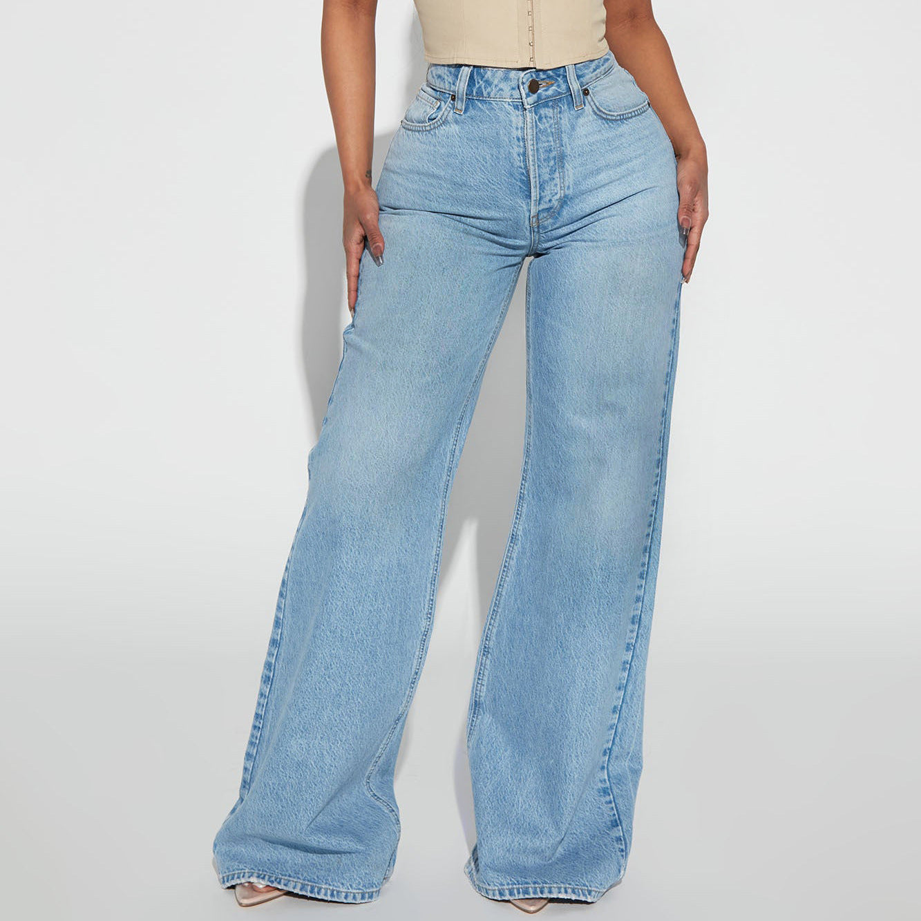 Women's Retro Loose Wide Leg Trousers Jeans