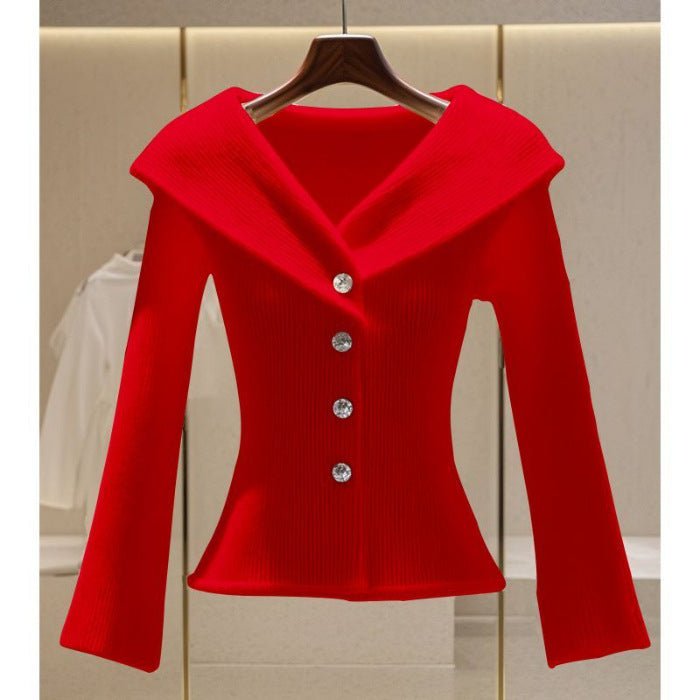 Classic Style Solid Color Advanced Design Niche Women's Sweater