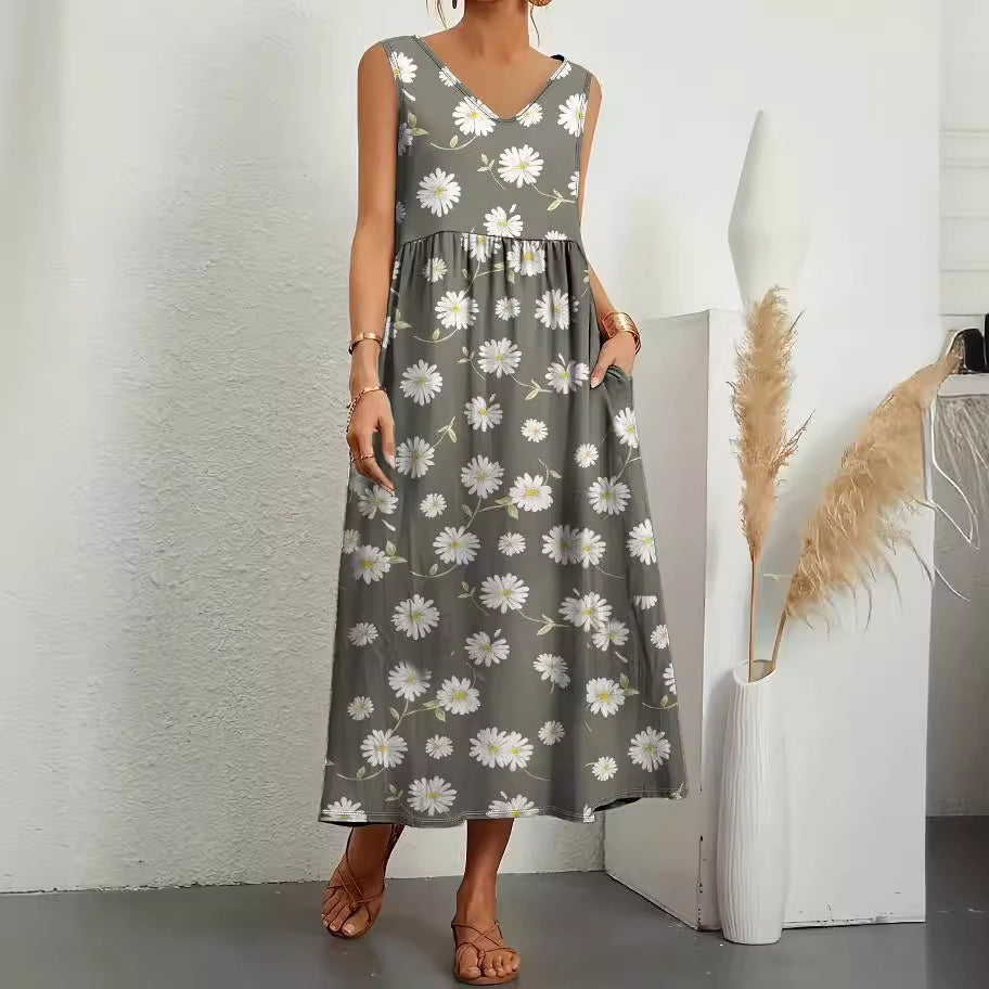 Women's Printed Loose Big Hem Vacation Style Fashion Casual Dress