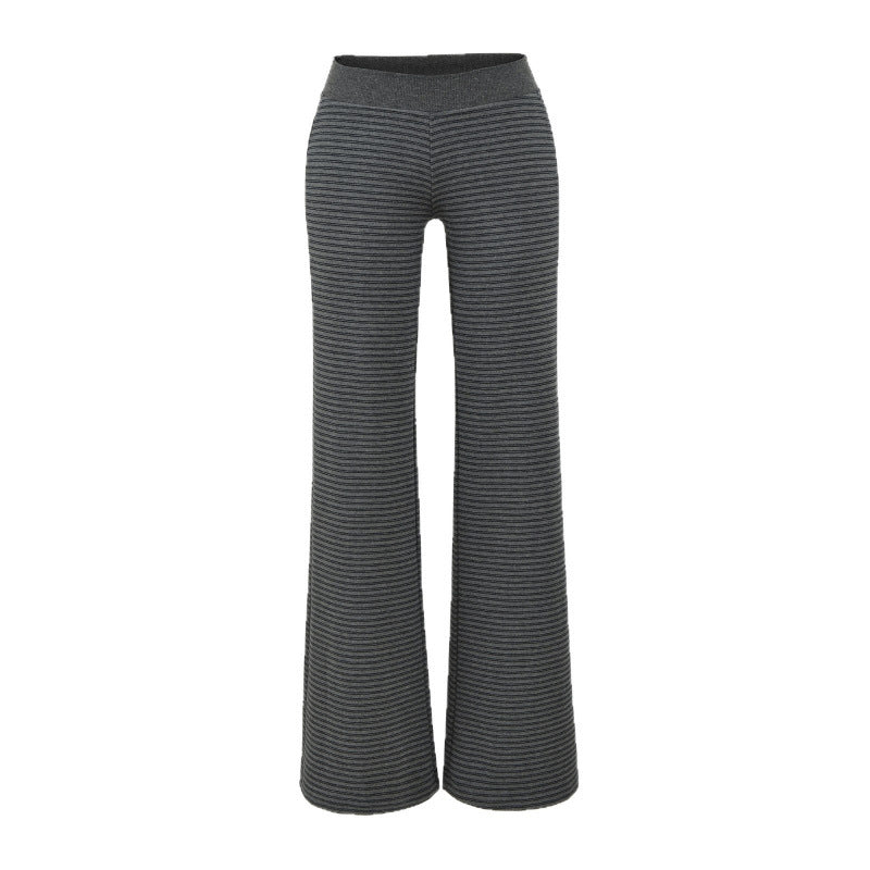 Women's Autumn Hot Striped Bootleg Lazy Drape Pants