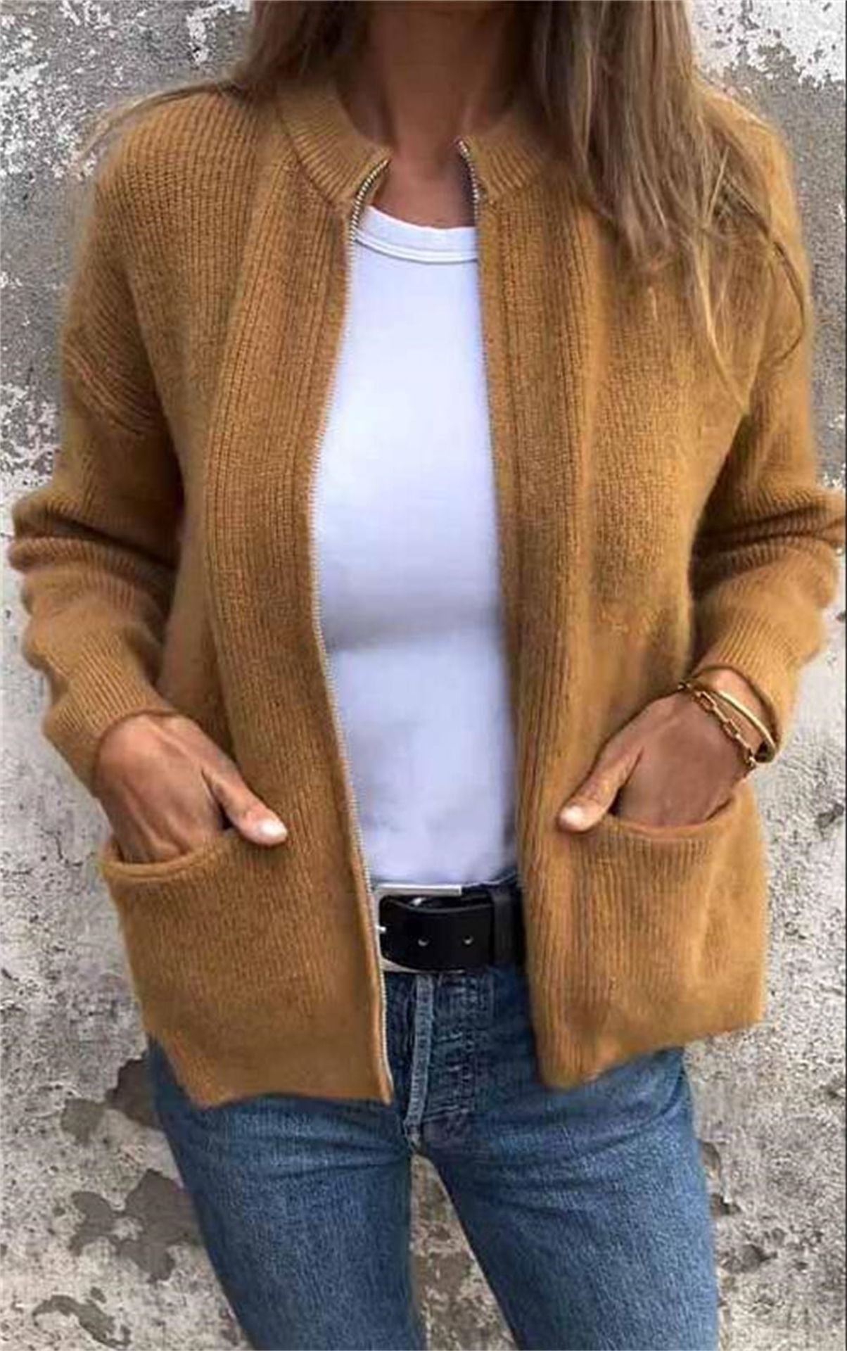 Women's Casual Fashion Solid Color Pocket Jackets