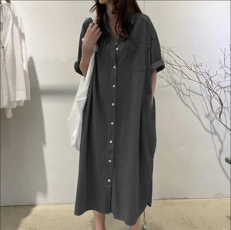 Classy Unique Denim Long Collar Casual Blouses