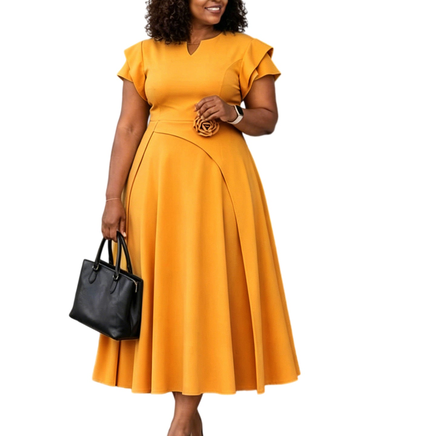 Women's Summer Elegant Large Mid-length High Waist Big Swing Dress