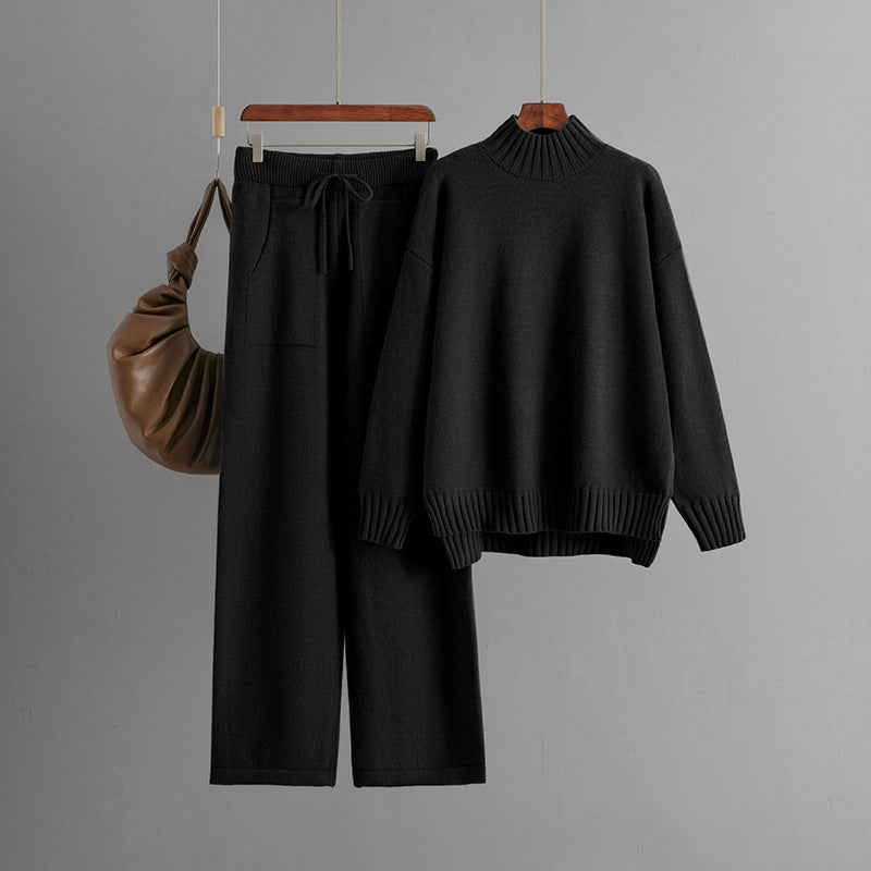 Women's Knitting Thick Loose Collar Long Sleeves Suits