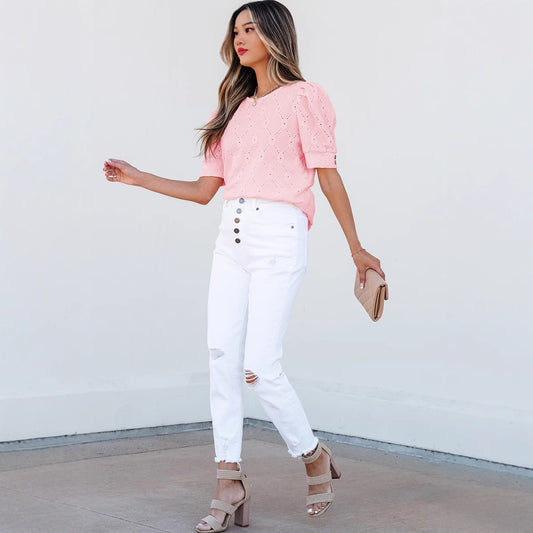 Women's T-shirt Casual Round Neck Half Sleeve Blouses
