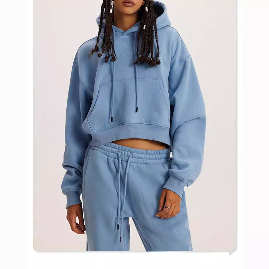 Women's Hooded Long Sleeve Two-piece Set Suits