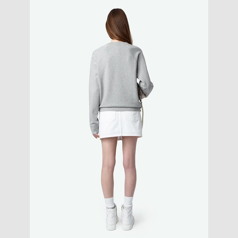 Women's Winter French Niche Classic Wings Rhinestone Sweaters