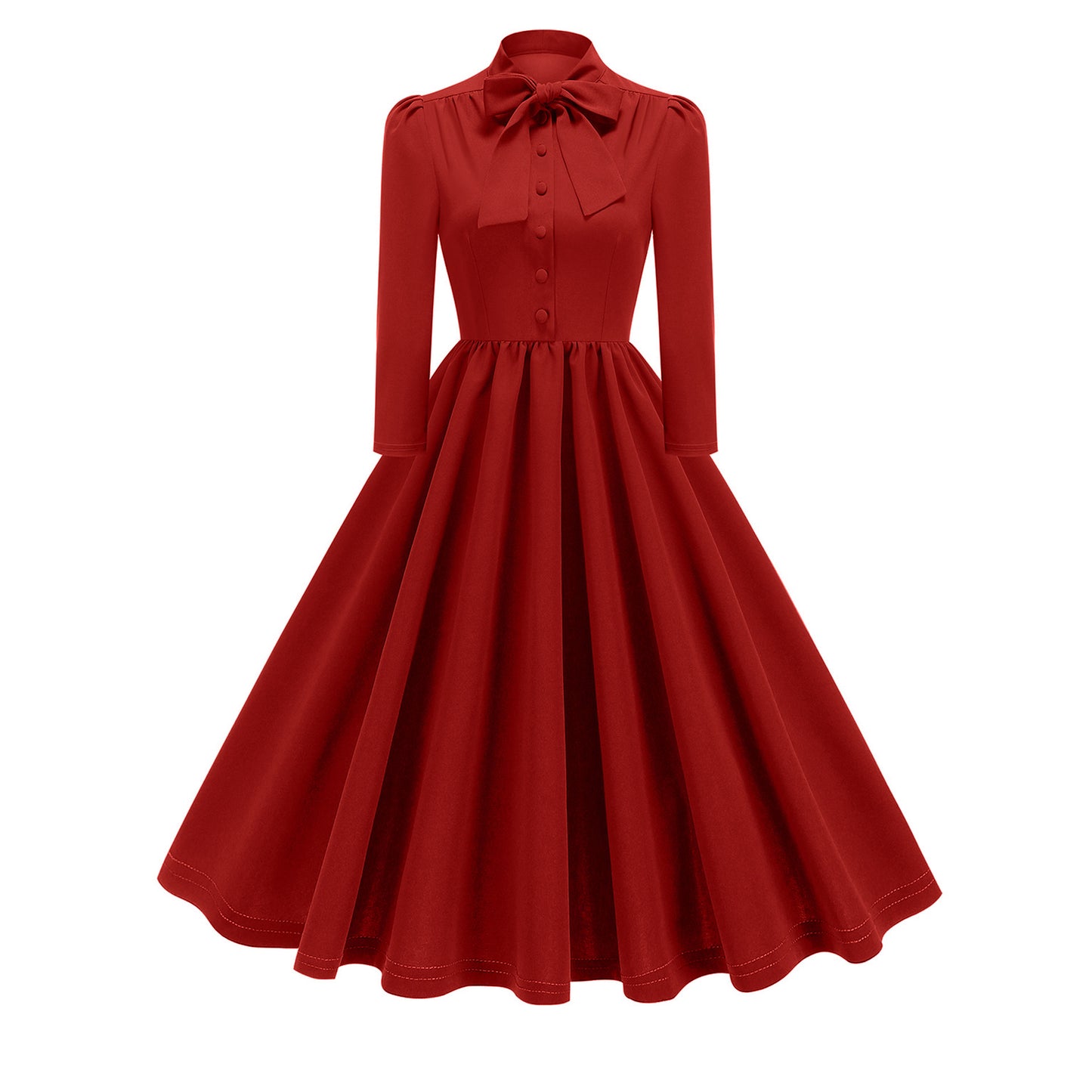 Women's Long Sleeve Dress French Style Bow Dresses