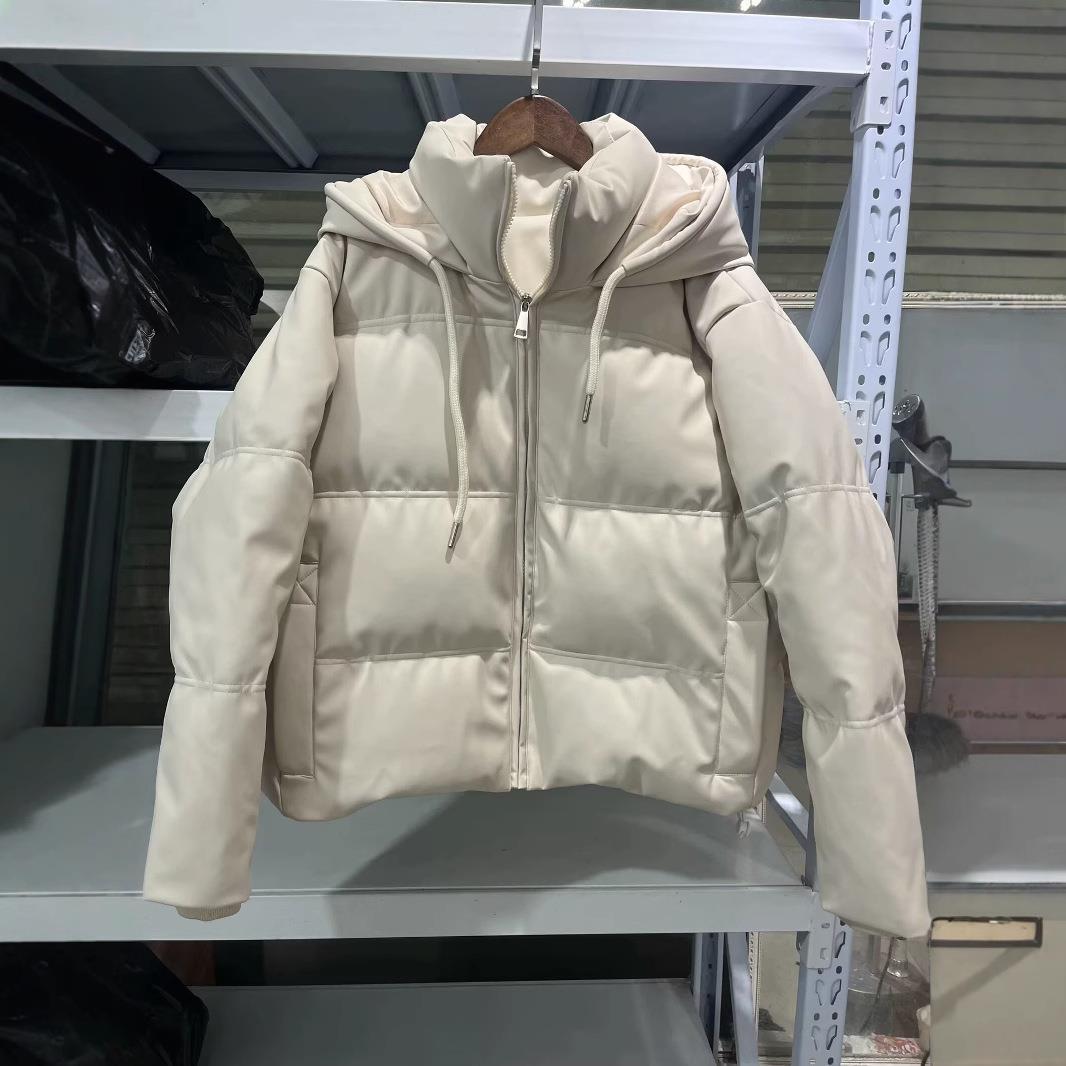 Women's Fashion Wear Hooded Warm Faux Leather Coats