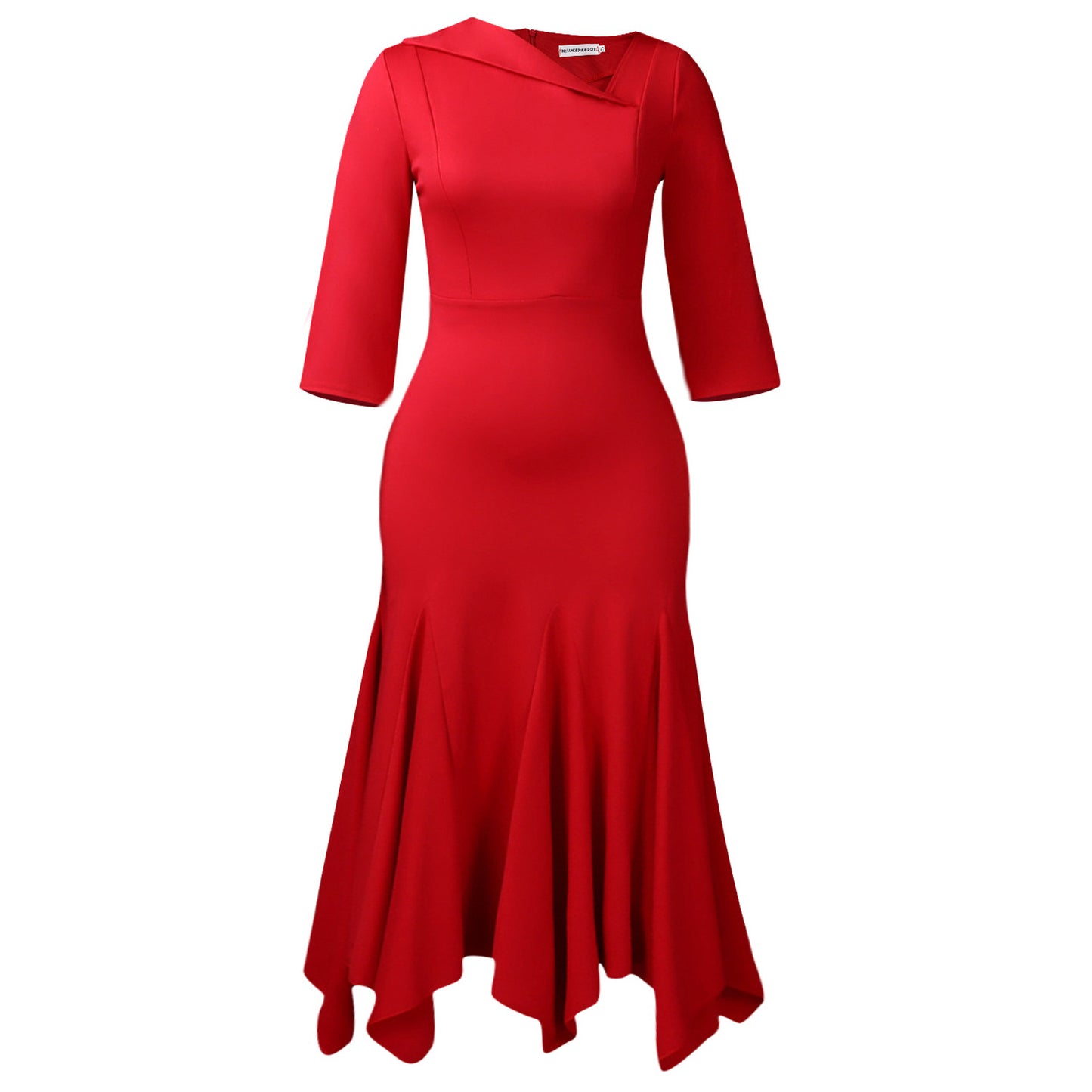 Women's Collar Solid Color High Waist Irregular Dresses