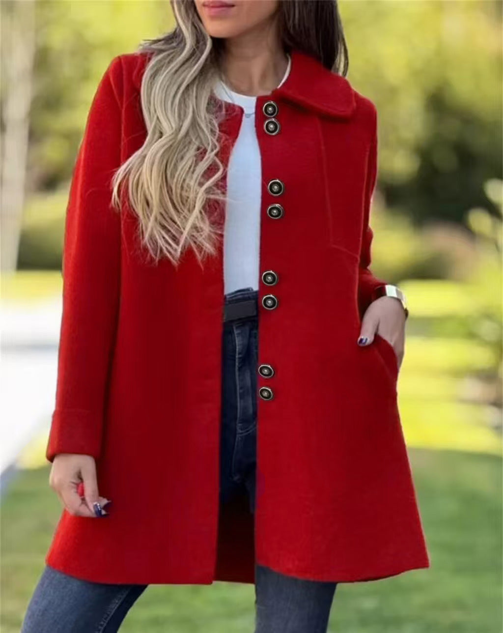 Beautiful Slouchy Woolen Polar Fleece Single-breasted Coats