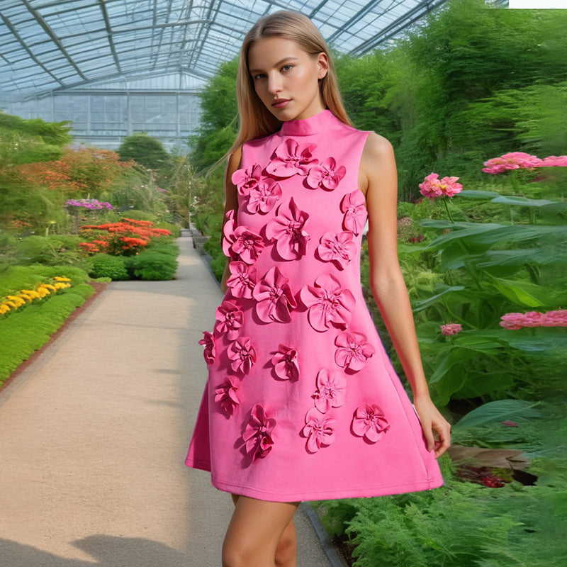 Women's Elegant Dress Summer Sleeveless Three-dimensional Flower Dresses