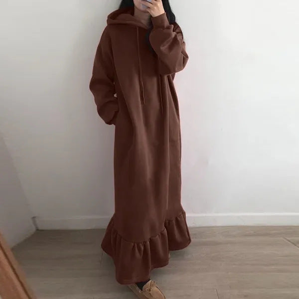Fleece-lined Hooded Base Hoodie Straight Pocket Loose Plus Size