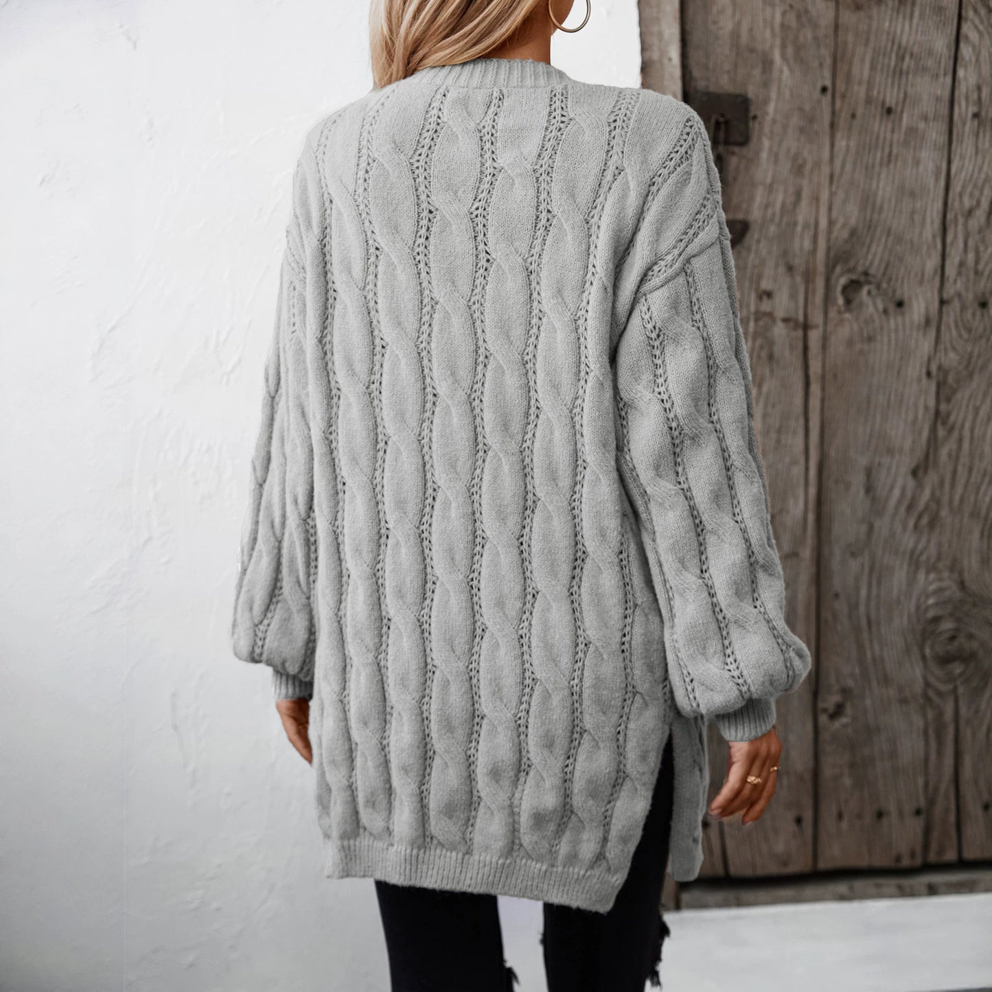Women's Twist Knit Retro Loose Mid-length Sweater