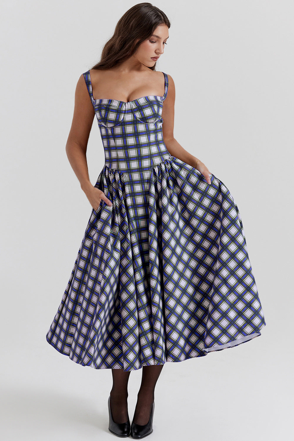 Women's Fashion Summer Sling Cinched Swing Dress Dresses