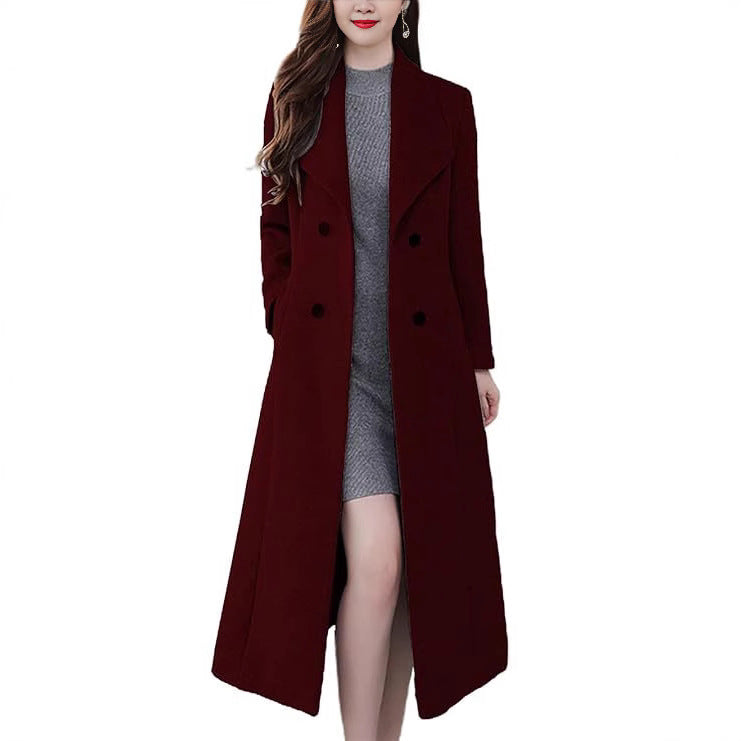 Woolen Thick Lapels Super Long Slim Coats