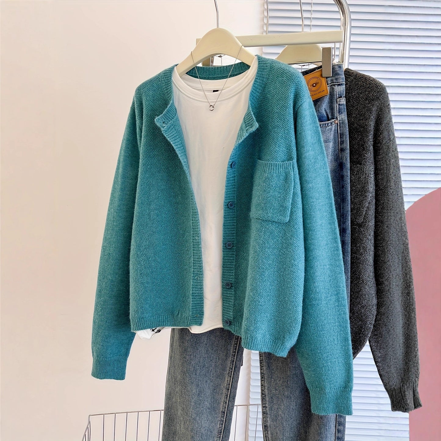 Neck Slimming Commute Korean Style Loose Long Sweaters