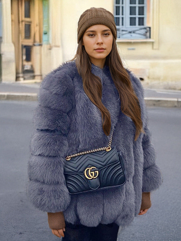 Women's Classic Faux Fox Fur Mid-length Coats