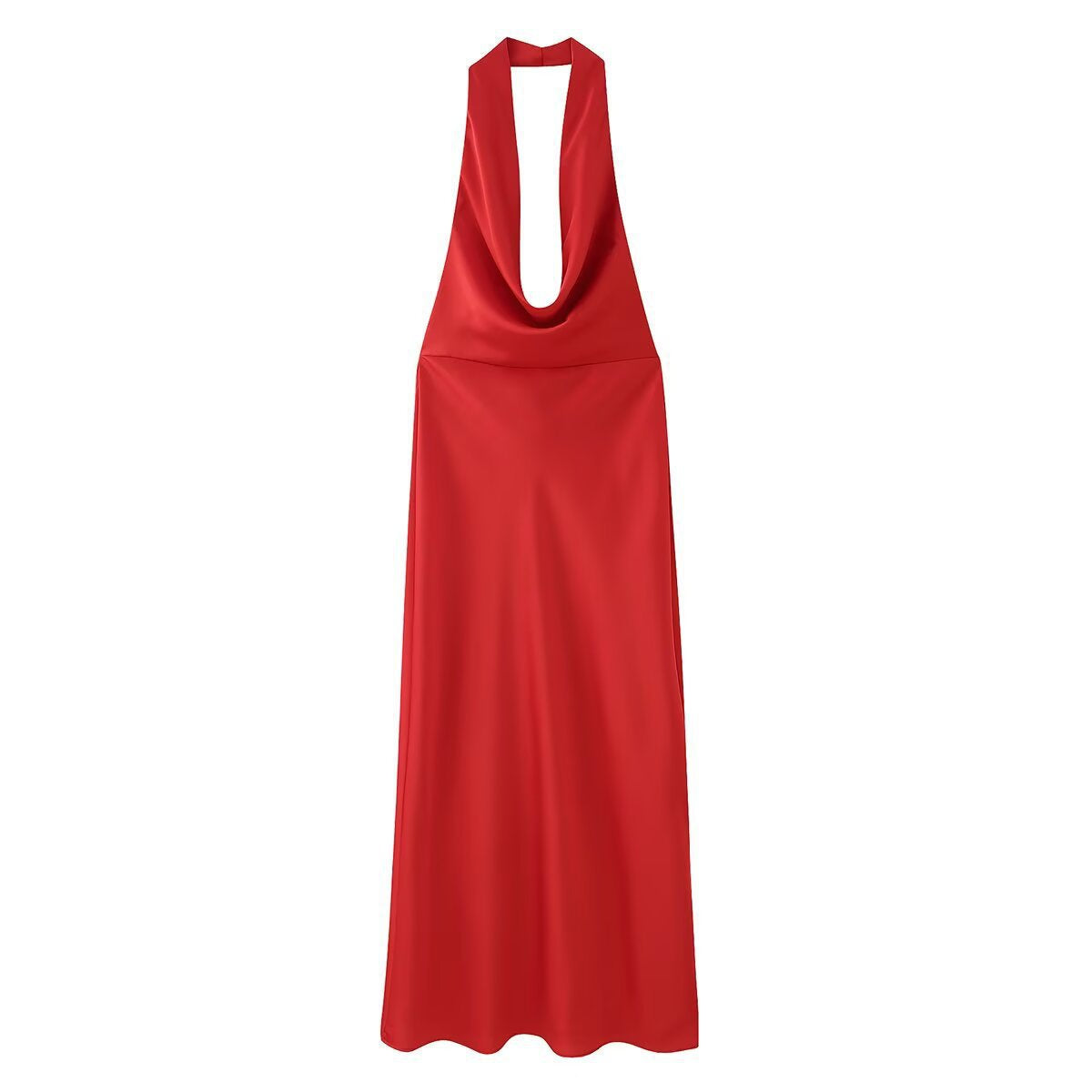 Women's Spring Elegant Backless Silk Satin Texture Dresses
