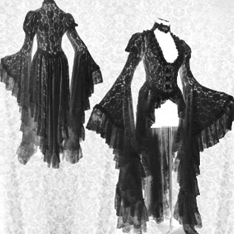 Lace Dress Party Flare Sleeve Irregular Dresses