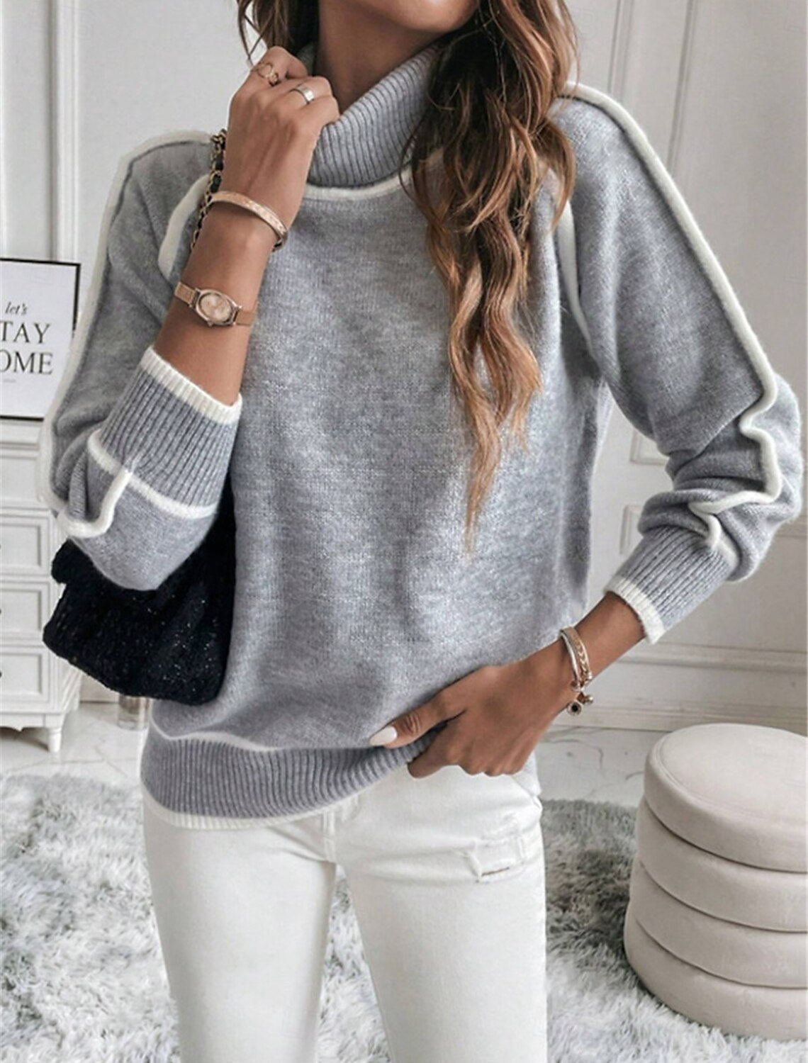 Round Neck Multicolor Loose Fashion Pullover Sweaters
