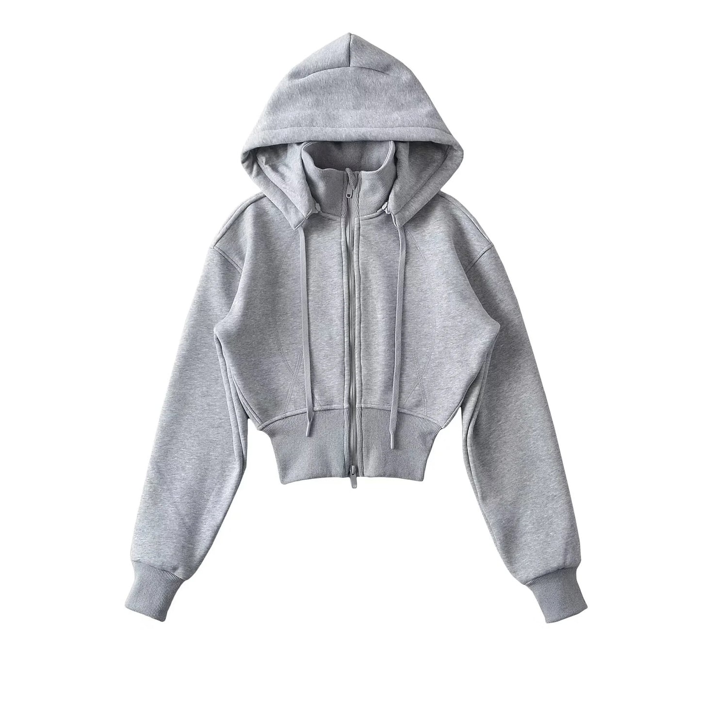 Women's Sports Style Fleece Lined Removable Hooded Long Sleeves Sweaters