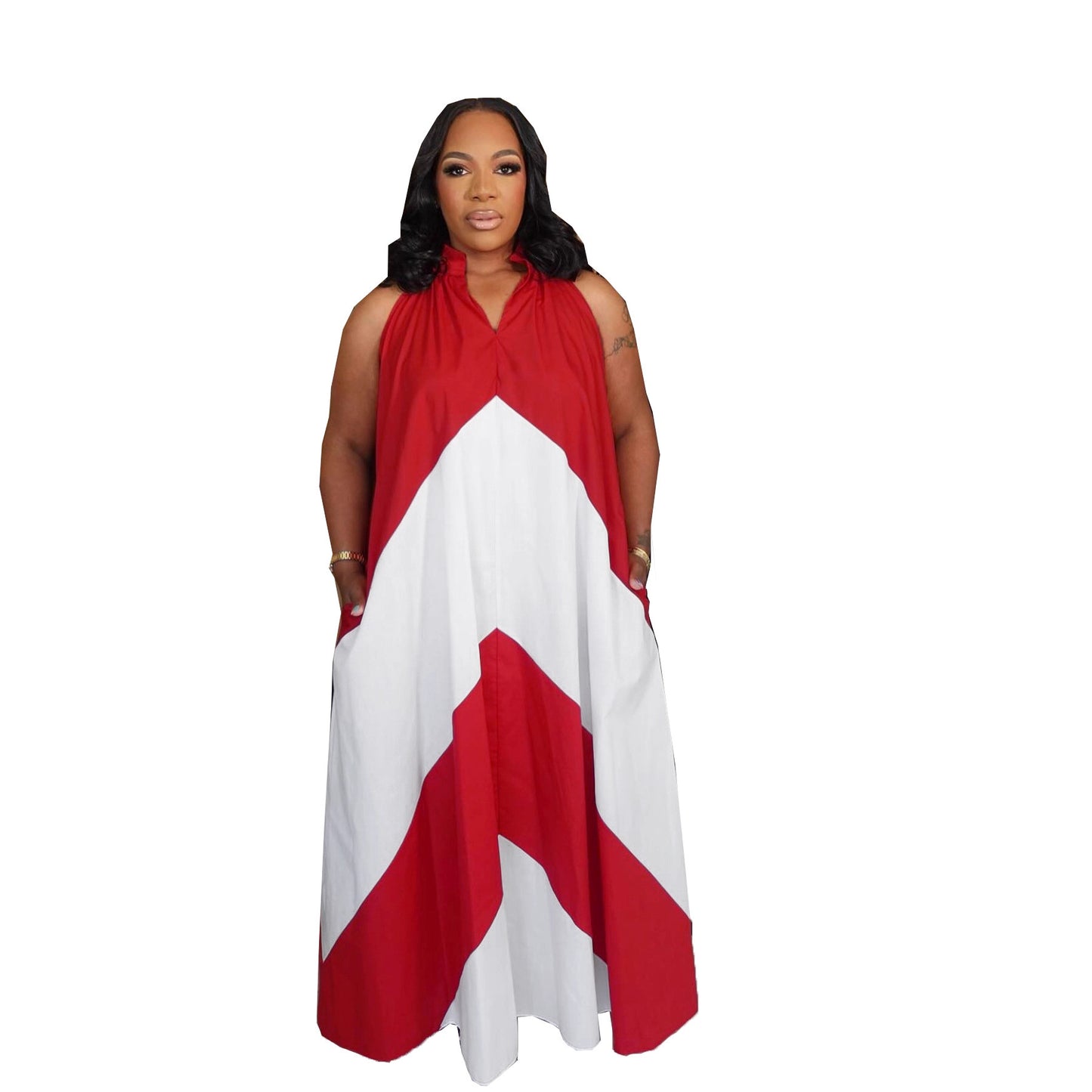 Women's Summer Fashion Comfortable Long Contrast Color Dresses