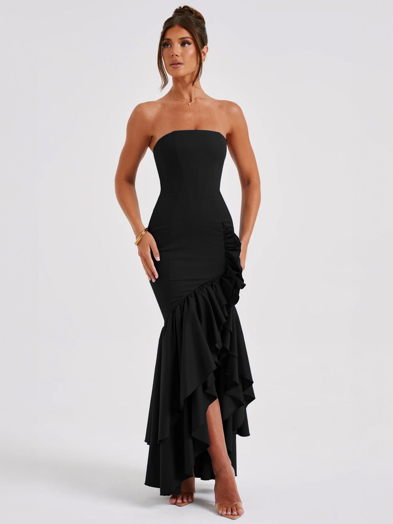 Women's Summer Elegant Tube Slit Fashion Slim Dress