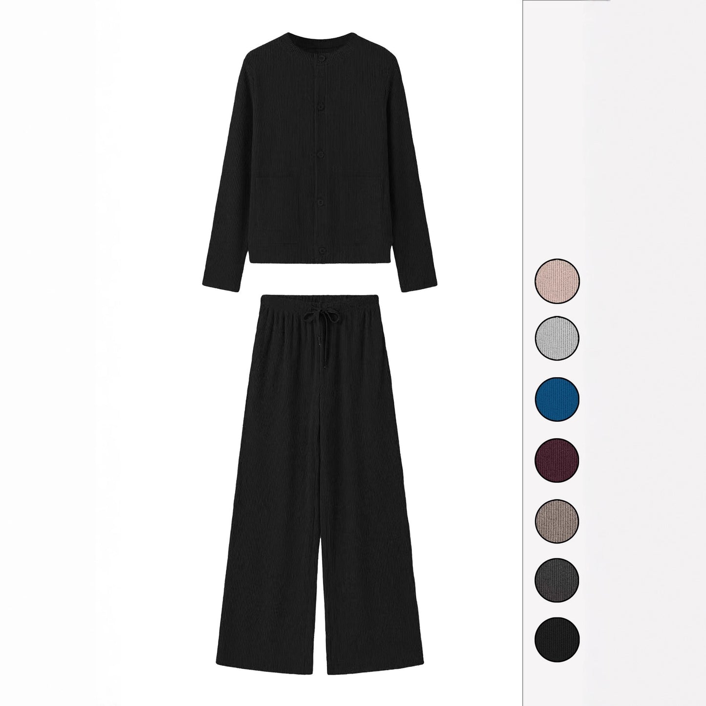 Women's Striped Round Neck Long Sleeve T-shirt Suits