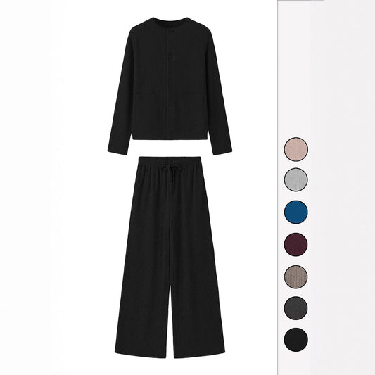 Women's Striped Round Neck Long Sleeve T-shirt Suits