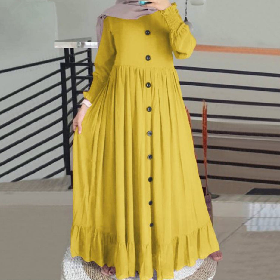 Artistic Retro Leisure Loose Crew Neck Dress
