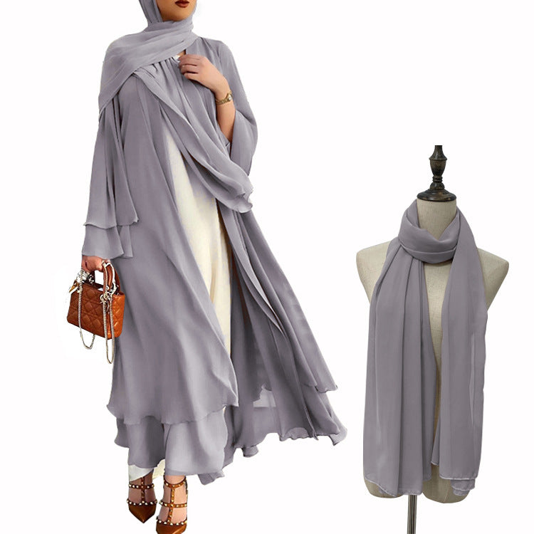 Chiffon Temperament Pure Color Nightgown With Dress