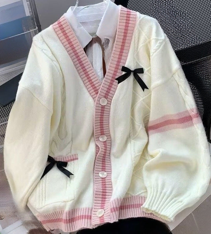 Women's Lazy Style Design Knitted Bow Twist Sweaters
