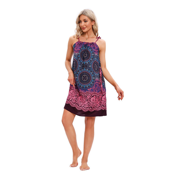 Vacation Spaghetti Straps Loose Temperament Leisure Dress