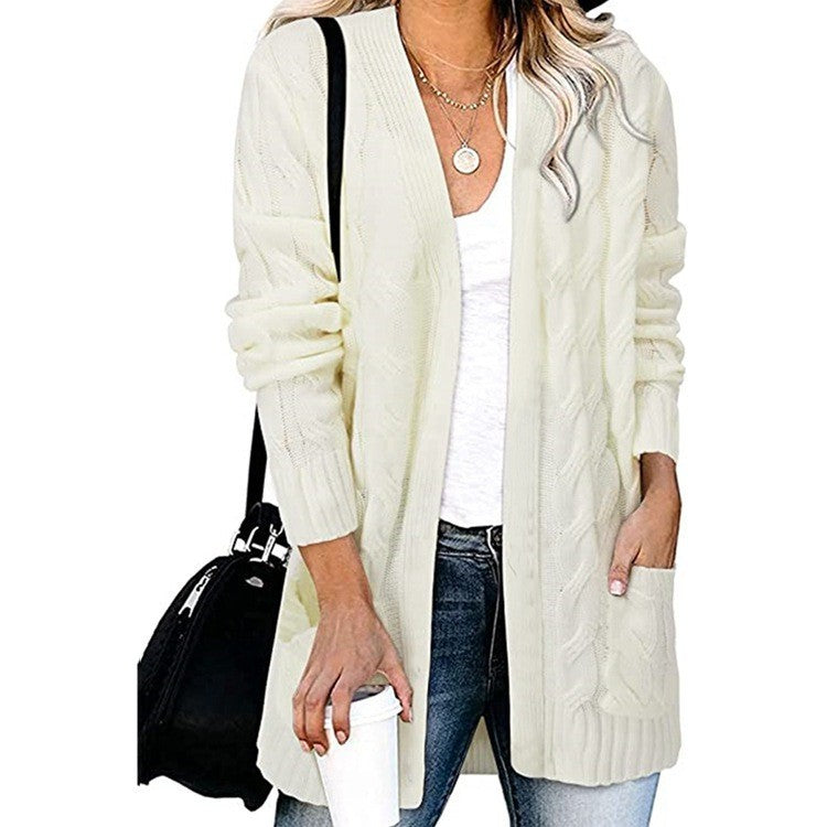 Women's Twist Knit Solid Color Loose Coats